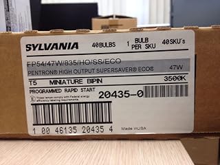 SYLVANIA 40 Pack 20435 FP54/47W/835/HO/SS/ECO 47W 48" T5 Miniature Bi-Pin G5 Base 3500K
