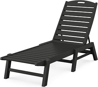 Polywood NAC2280BL Nautical Patio Chaise, Black
