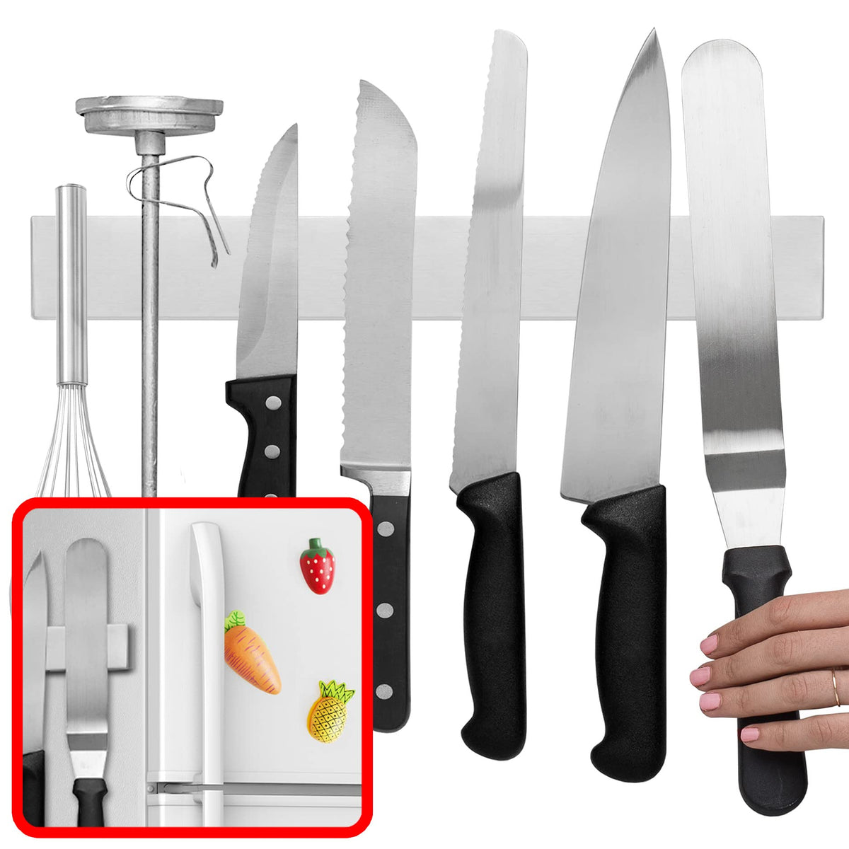 Modern Innovations 14 Inch / Silver / Compact Magnetic Knife Strips