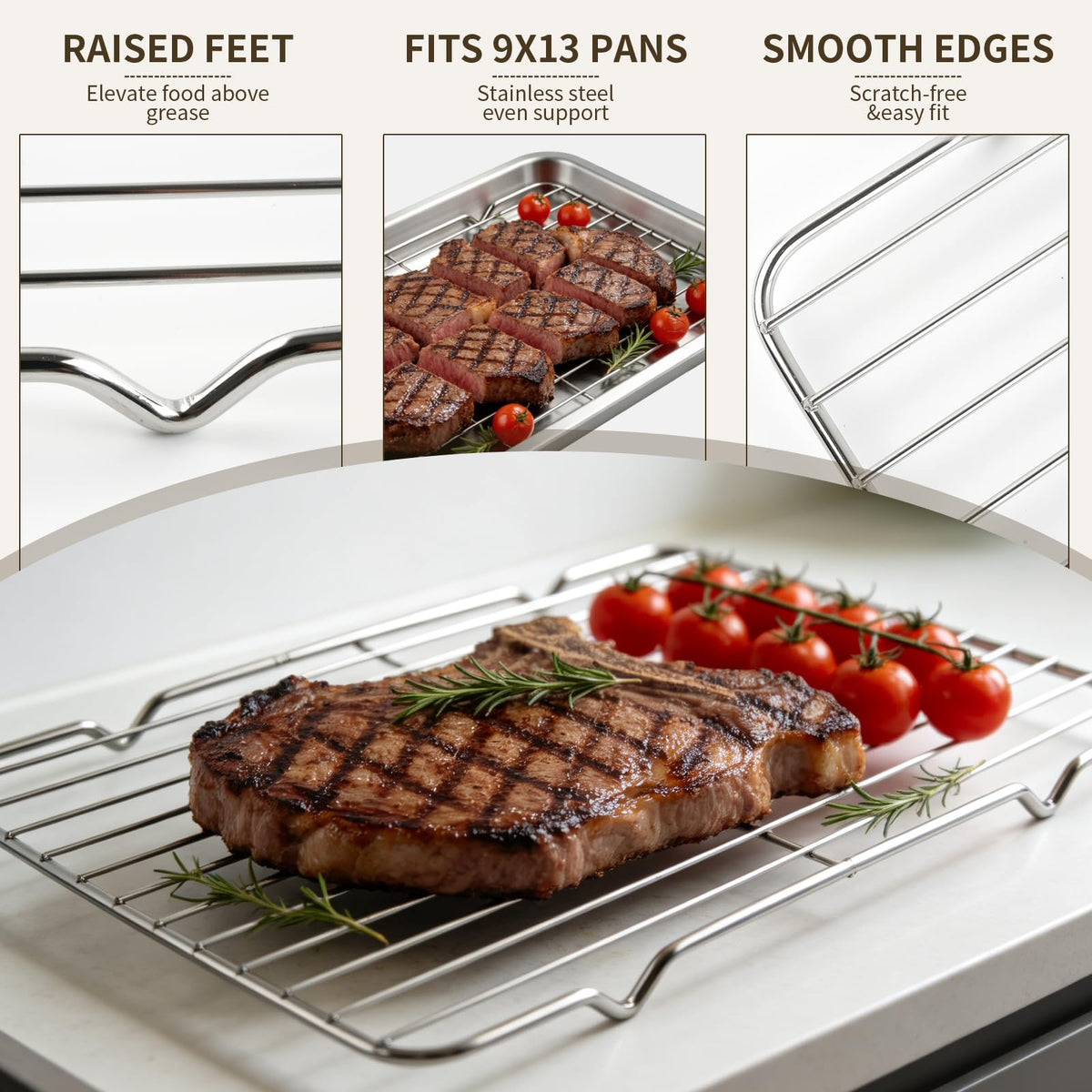 OGNWFUNK Roasting Rack Set, Stainless Steel Wire, 2 Pack