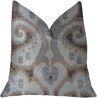 Paragon Brown Blue & Beige Luxury Throw Pillow 20 x 20 in.