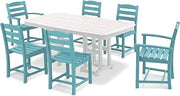 Polywood La Casa Café Dining Set, Aruba/White