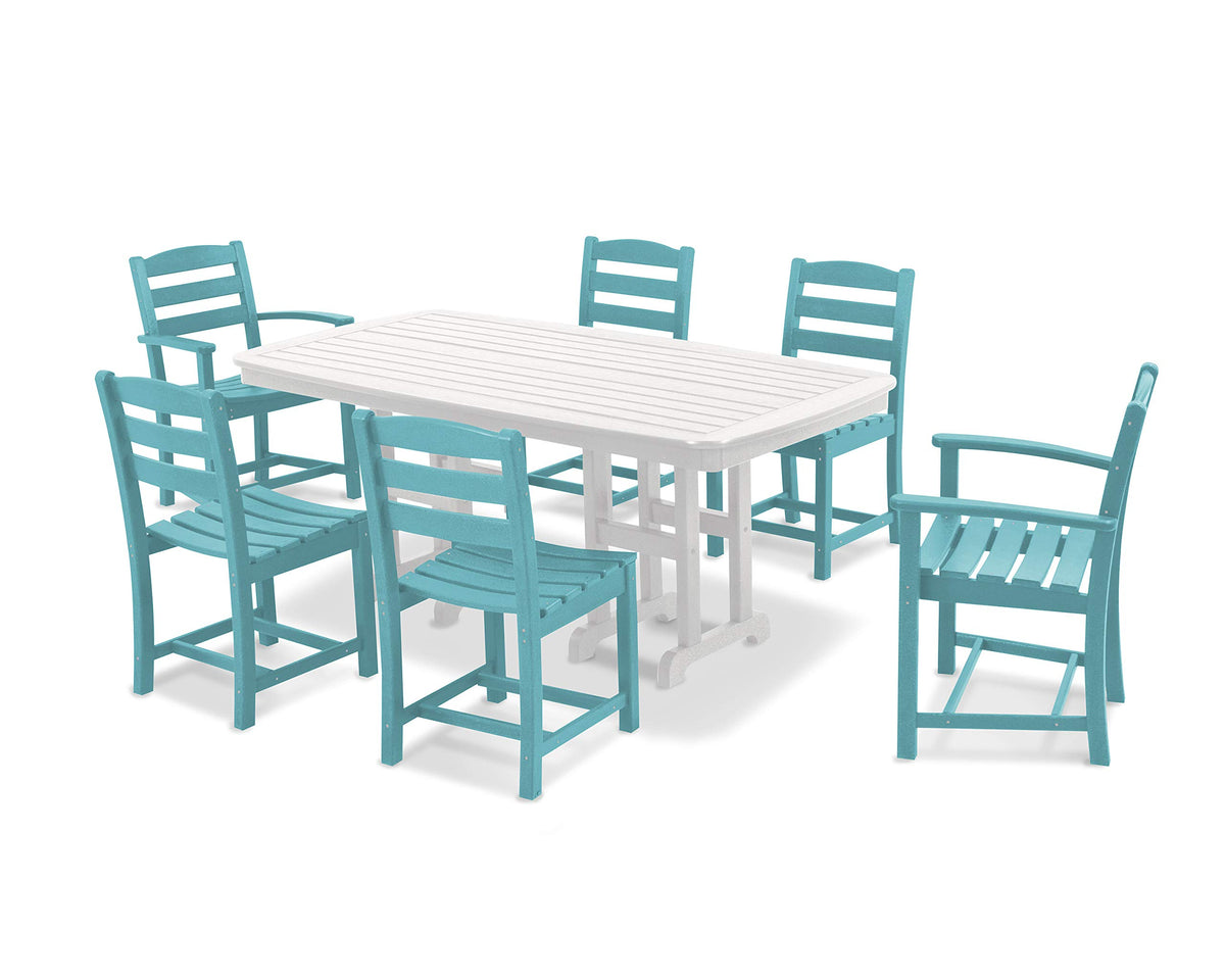 ® La Casa Café Dining Set by Polywood – Onesize, High Density Polyethylene, Aruba / White, Pack of 7, Model PWS131-1-10306