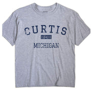Curtis Michigan MI T-Shirt Mackinac County EST Large Grey by GreatCitees – Large, Cotton, Grey, Model curtis-mackinac-mi-est-gray-l