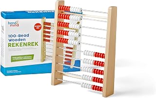 hand2mind 100 Bead Wooden Rekenrek, Abacus for Kids Math, Math Manipulatives Kindergarten, Counting Rack for Kids, Counters for Kids Math, Educational Toys for Elementary Kids (Set of 1)