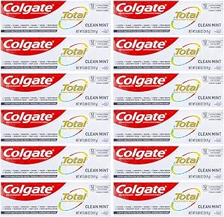 Colgate Total Toothpaste, Clean Mint, Travel Size 0.88 oz (24.9g) Pack of 12
