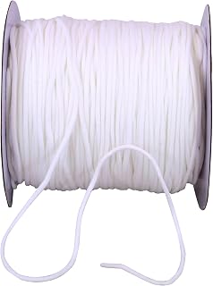 Reliant Ribbon Elastic for Masks - Round Nylon (3.0mm), White, 1/8 Inch, 150 Yards