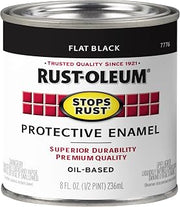 Rust-Oleum 7776730 Stops Rust Brush On Paint, Half Pint, Flat Black