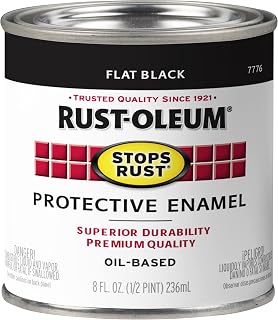 Rust-Oleum 7776730 Stops Rust Brush On Paint, Half Pint, Flat Black
