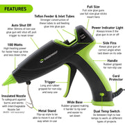 Hot Glue Gun and Glue Sticks by Surebonder – Black and Green, Model DT-3100FAMZS