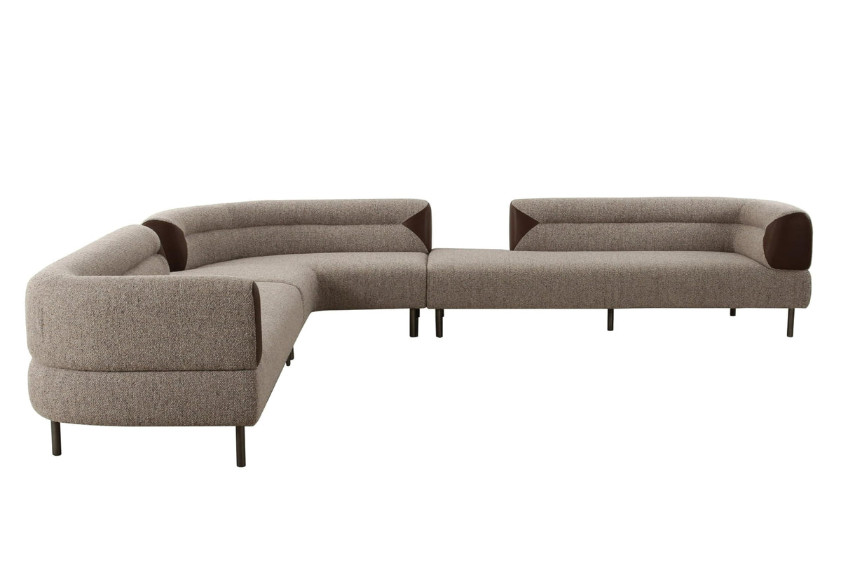 Plume - Modern Brown Fabric Sectional Sofa by Limari Home – Fabric, Brown, Model LIM-83146
