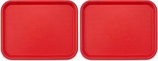 Carlisle FoodService Products Café Standard Cafeteria/Fast Food Tray, 10" x 14", Red (Pack of 2)