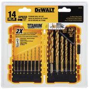 14-Piece Titanium Nitride Speed Tip Drill Bit Set by DEWALT – One Size, Titanium Nitride Coating, Multi, Model DW1341