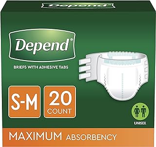 Depend Incontinence Protection with Tabs, Maximum Absorbency, S/M, 60 Count (3 Packs of 20) (Packaging May Vary)