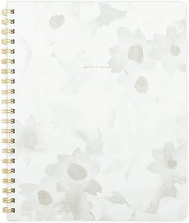 Mead Spiral Notebook 9" x 11", 160 Pages, Hardcover, West Village, White Floral (WV0059F)