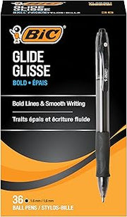 BIC Glide Bold Black Ballpoint Pens, Bold Point (1.6mm), 36-Count Pack