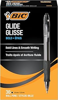 BIC Glide Bold Black Ballpoint Pens, Bold Point (1.6mm), 36-Count Pack