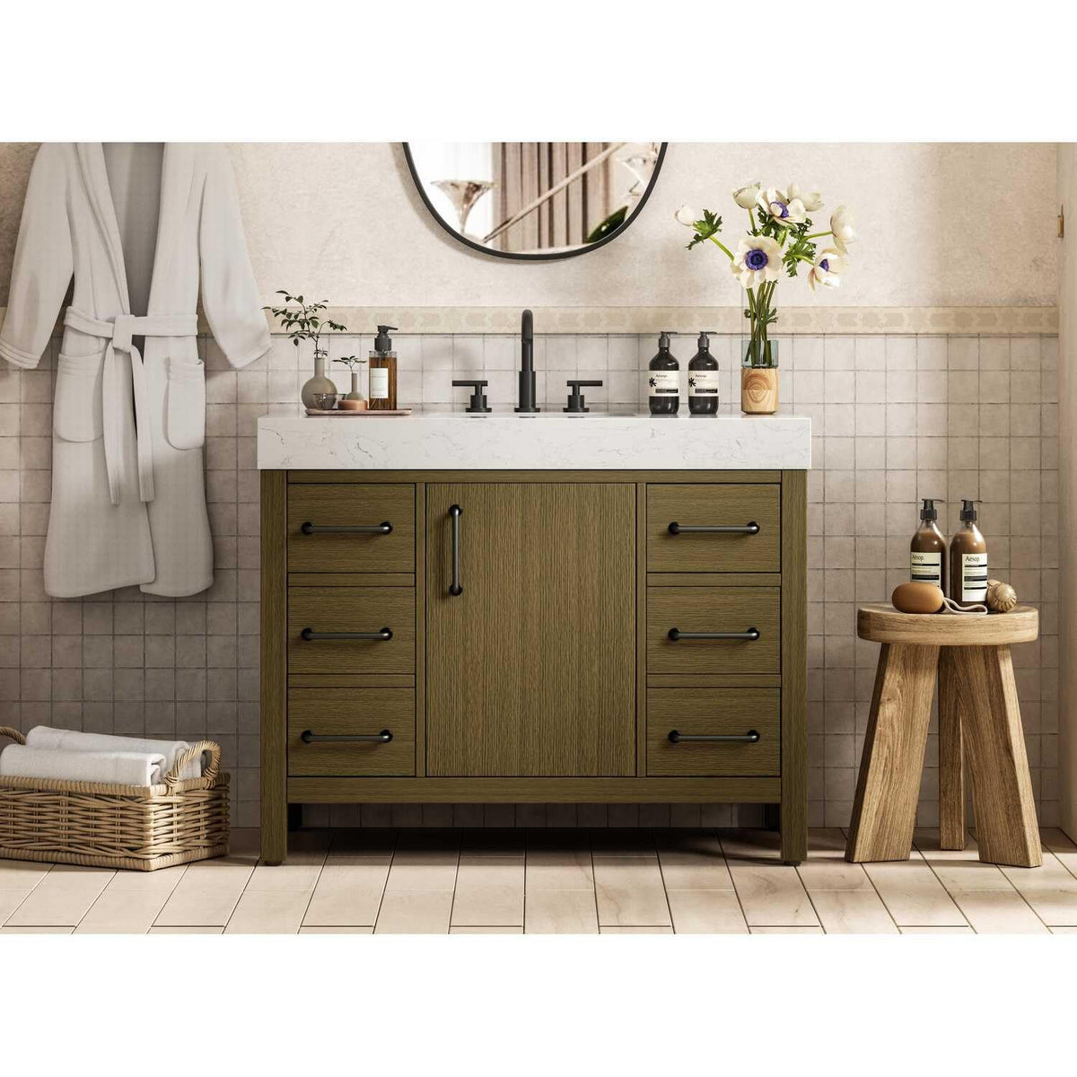 Elegant Kitchen and Bath 42" Single Bathroom Vanity in Chestnut Brown by Elegant Lighting – unspecified, Wood, Chestnut Brown, Model VF60642MCB