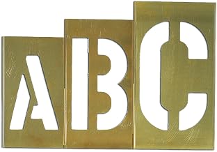8" Brass Interlocking Stencil Gothic Style Letters, 33 Piece Kit