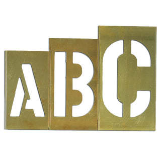 8" Brass Interlocking Stencil Gothic Style Letters by CH Hanson – 12.5"L x 9.38"W x 1.25"H, Brass, Model 10165