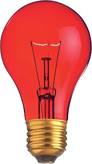 Satco S6080 130V Medium Base 25-Watt A19 Light Bulb, Transparent Red