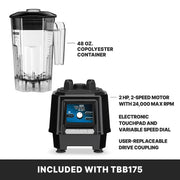 Torq Blender with 48 oz Copolyester Jar & Touchpad & Variable Speed by Waring – 48 Ounce Container, 48.0 fluid_ounces, Polycarbonate, Black, Model TBB175