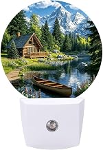 Night Light, Plug-in Night Lights, Lakeside Wooden Cabin Scenery