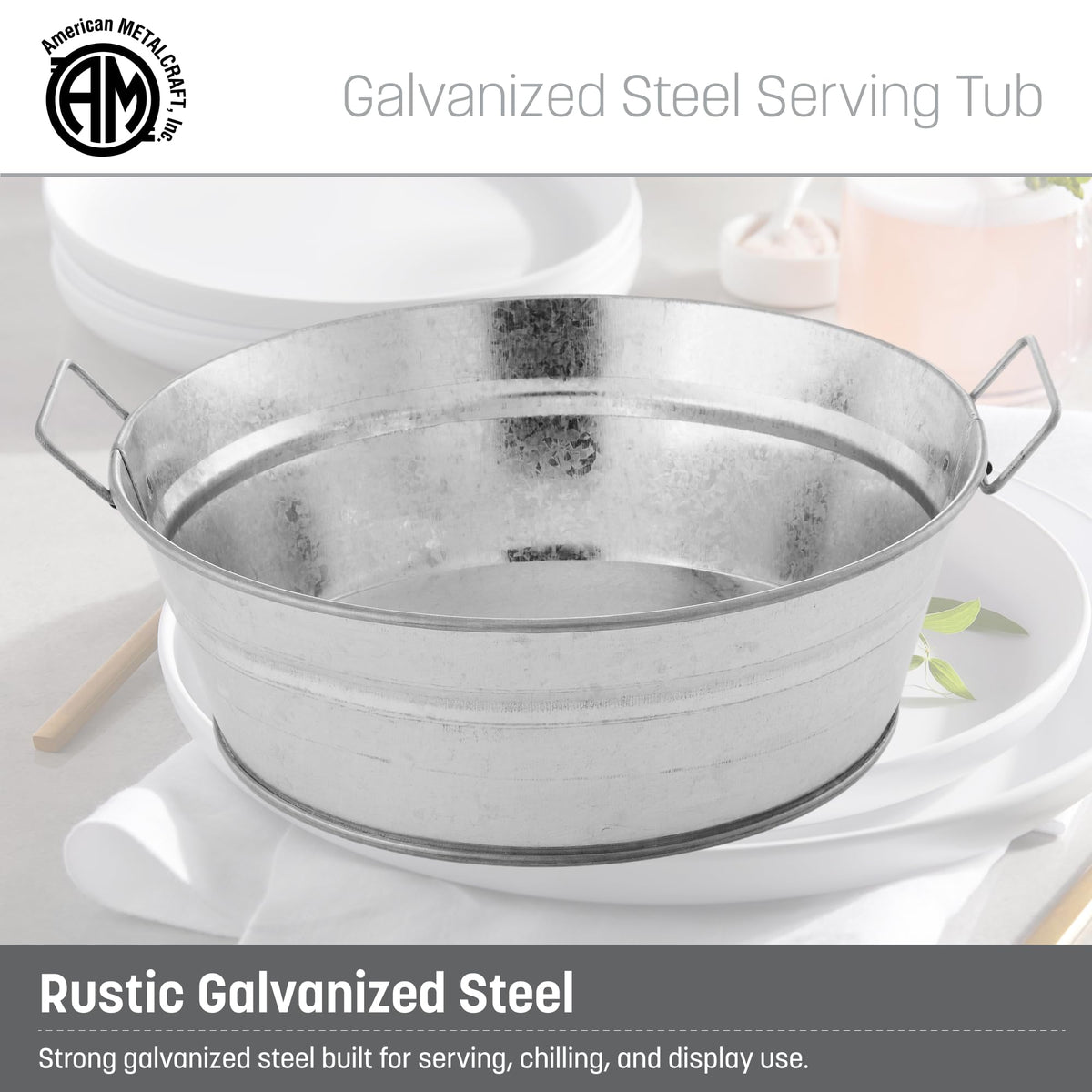 American Metalcraft 47 oz (Pack of 1) / Tub / Silver Beverage Tubs