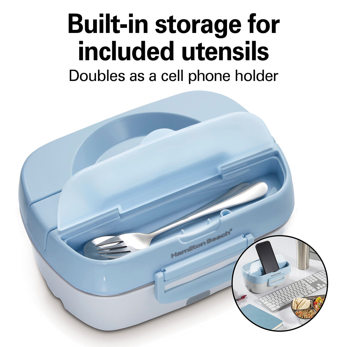 Hamilton Beach Stainless Steel 3 Compartment Tray, (Pack of 2) / Blue / Modern Lunch Boxes