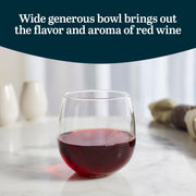 Libbey Stemless Bowl Red 8 (16.75 oz) / 8 Count / Modern Wine Glasses