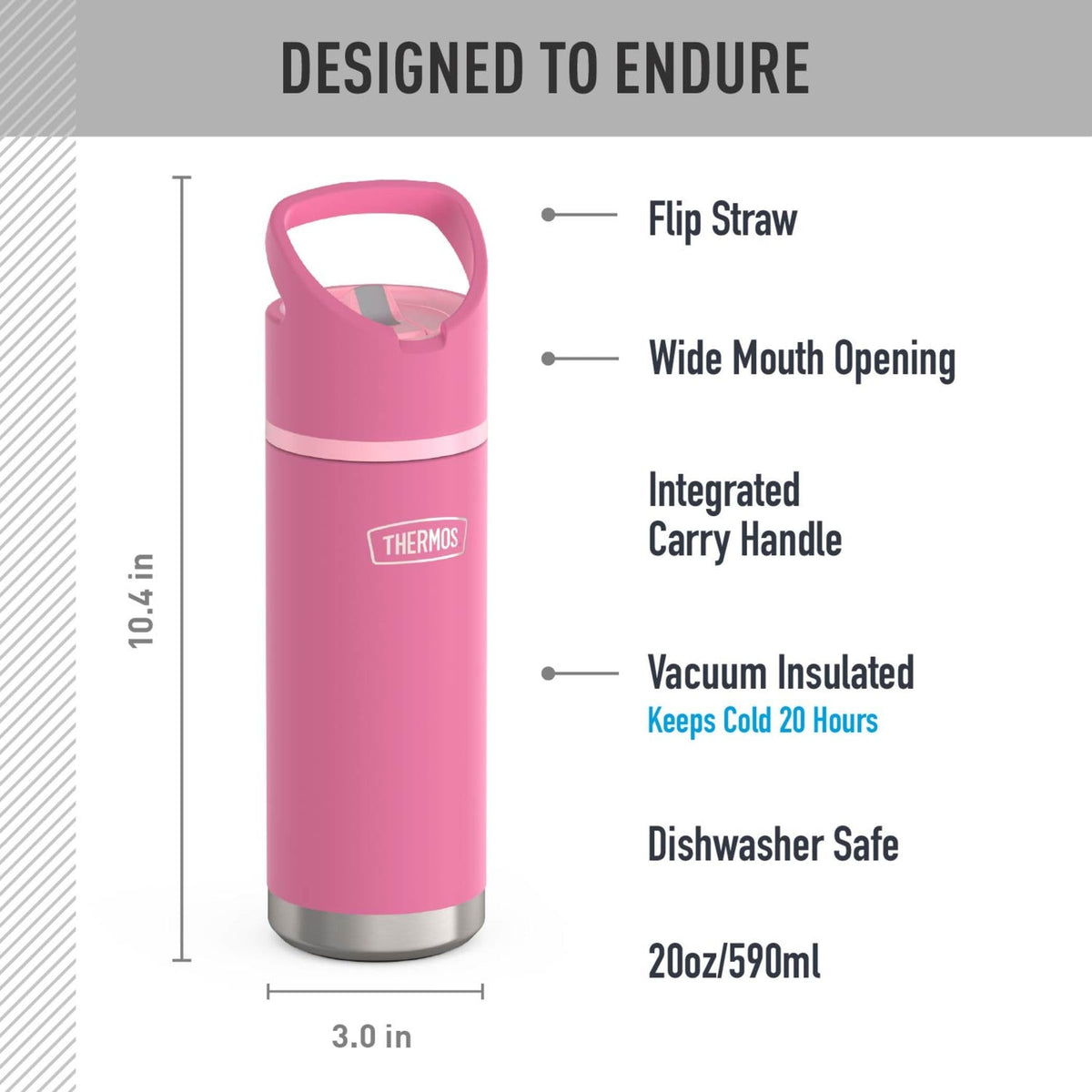 THERMOS 20 Ounces / Pink / 20.0 fluid_ounces Sports Water Bottles