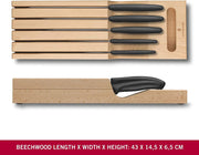 Swiss Classic In-Drawer Holder & Knife Set - Includes Organizer and Bread by Victorinox – Multiple (Pack of 1), Beechwood,Stainless Steel, Black, Pack of 5, Model 6.7143.5