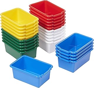 ECR4Kids Scoop Front Storage Bins, Multipurpose Organization, Assorted, 25-Piece