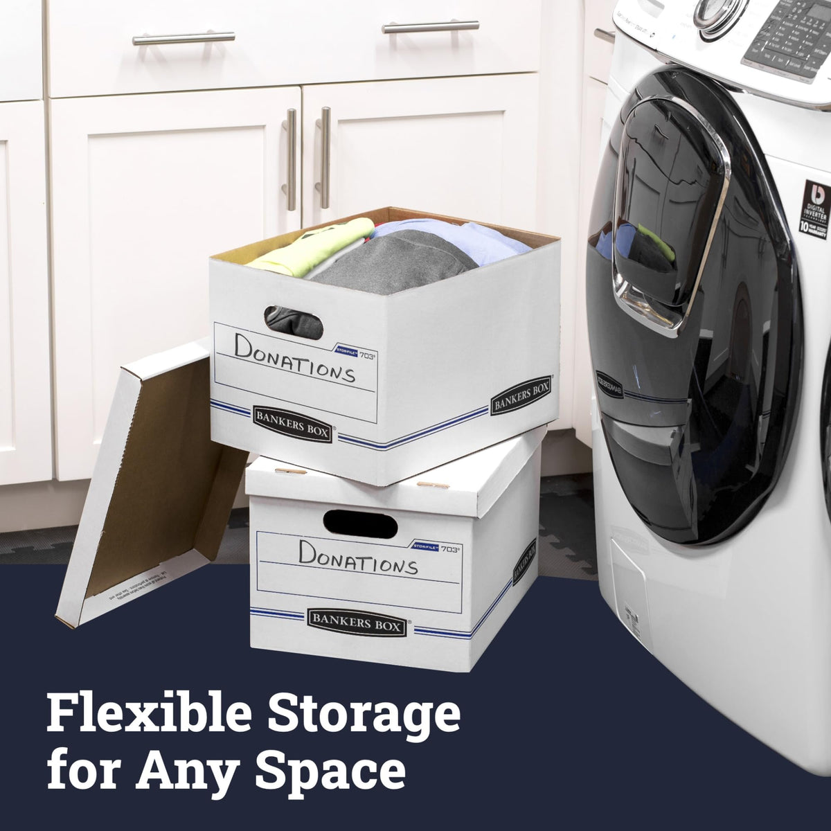 Bankers Box 10 / True / White/Blue Storage File Boxes
