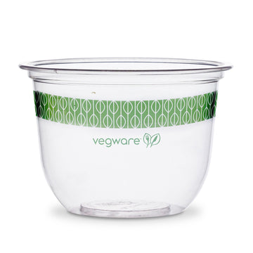 Vegware Compostable Clear PLA Plastic 10oz Food Salad Bowls, Case of 1000, Round Cold Food Containers, Renewable Plant-Based,