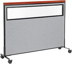 Global Industrial 60-1/4"W x 46-1/2"H Mobile Deluxe Office Partition Panel with Partial Window, Gray