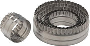 Ateco Double Sided Large Round Cutters in Graduated Sizes, Fluted & Plain Edges, Stainless Steel, 6 Pc Set