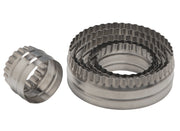 Double Sided Large Round Cutters in Graduated Sizes by Ateco – Fluted & Plain Edges - Double Sided, Stainless Steel, White, Model 14400