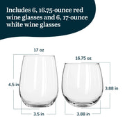 Libbey Stemless Red & White 12 / 12 Count / Set Wine Glasses