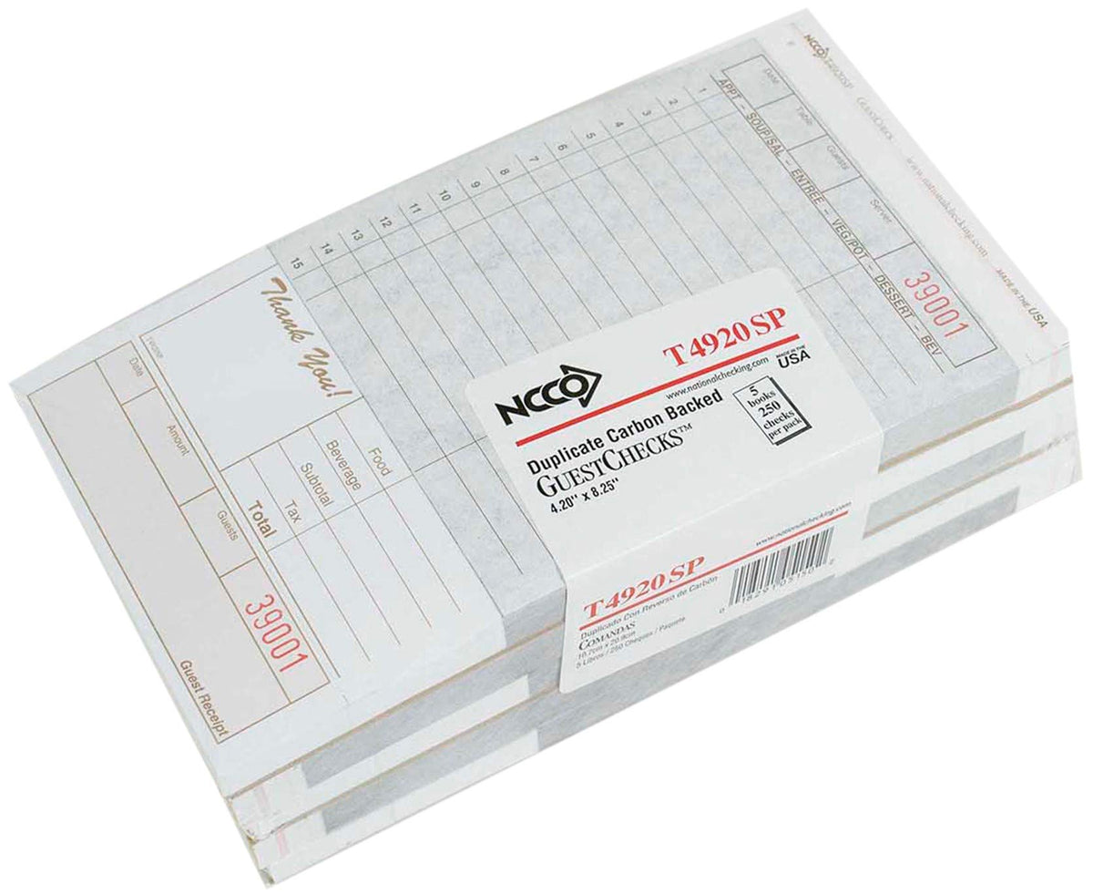 National Checking Company Carbon Backed Guest Check Board - 2 Part Tan by NCCO – Carbon, Pack of 2000, Model T4920SP