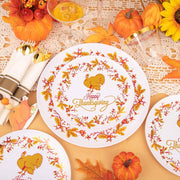 Ciaell Thanksgiving Disposable Dinnerware Set, 175 Pieces, White and Gold