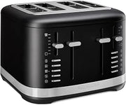 KitchenAid 4-Slice Pro Line Automatic Toaster, KMT4109, Black Matte | Wide-range of toasting shades, Extra Wide Slots, high lift lever, Toasts bagels, english muffin, thick breads, Crumb Tray