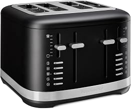 KitchenAid 4-Slice Pro Line Automatic Toaster, KMT4109, Black Matte | Wide-range of toasting shades, Extra Wide Slots, high lift lever, Toasts bagels, english muffin, thick breads, Crumb Tray
