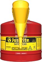 Justrite 7150112 Safety Can with Funnel, 5 Gallon Capacity, Red