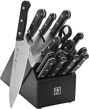 HENCKELS Solution Self Sharpening 16-Pc Knife Set German Engineered, Black | Automatically Sharpens Knives When Stored in The Knife Block. Dishwasher Safe, Comfortable Handle, Effortless Cutting.