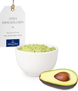 Villeroy & Boch Afina Collection Small Dip Bowl, Premium Porcelain, Made in Germany, Dishwasher and Microwave Safe, 3 oz Capacity, 3.25 x 3.25 x 2.25 in, Stackable, Rich, Creamy White | Creamy white porcelain dip bowl, made in Germany, stackable, dishwasher and microwave safe, built for sauces, dips or snacks