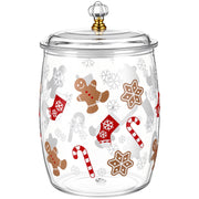 Yetene Gingerbread Man Cookie Jar, 1.06 Gallon Clear Storage Container, Red Green Brown