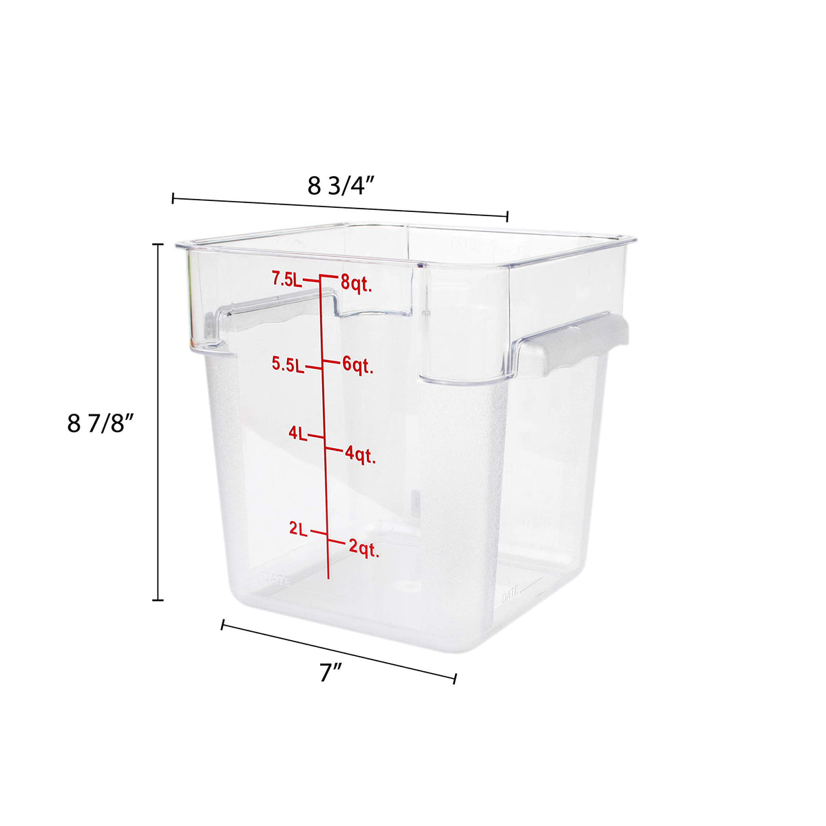 Excellante Polycarbonate Square Food Storage Containers by Restaurant Essentials – 8.0 quarts, Polycarbonate (PC), Clear, Model 849851007529