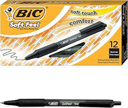 BIC Soft Feel Black Retractable Ballpoint Pens, 12-Count Pack, 1.0mm