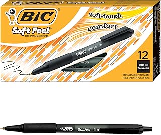 BIC Soft Feel Black Retractable Ballpoint Pens, 12-Count Pack, 1.0mm